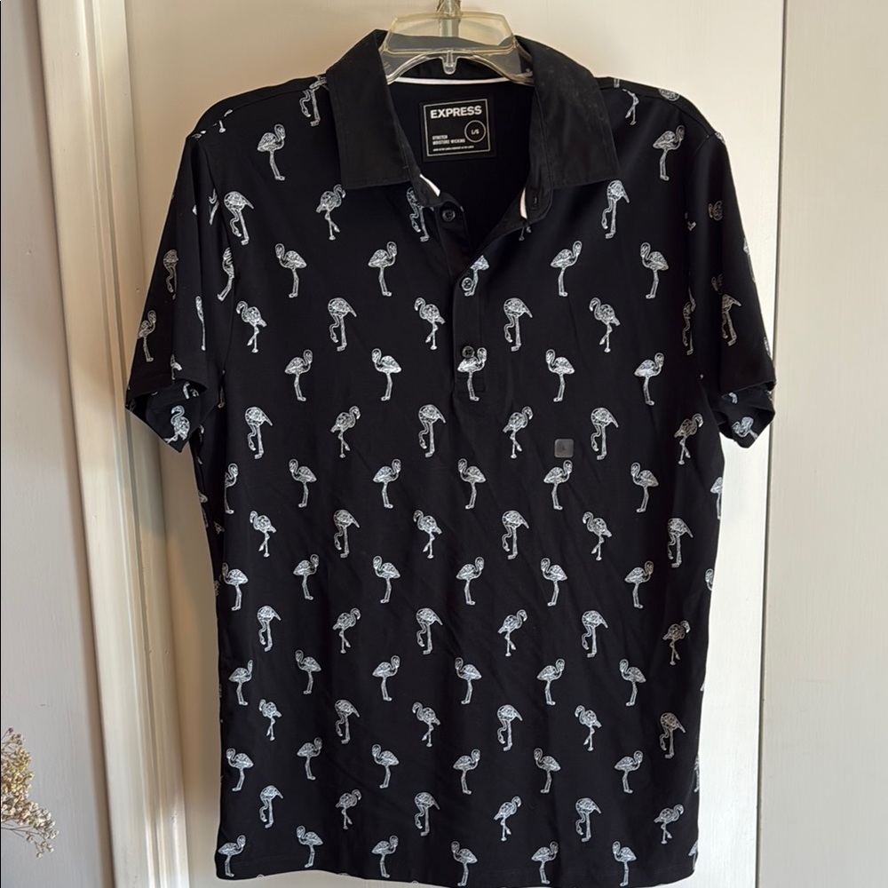 Express Men’s Black Flamingo Print Shirt